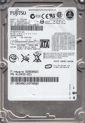 MHV2100BH PL Fujitsu 100GB SATA 2.5 Inch Hard Drive